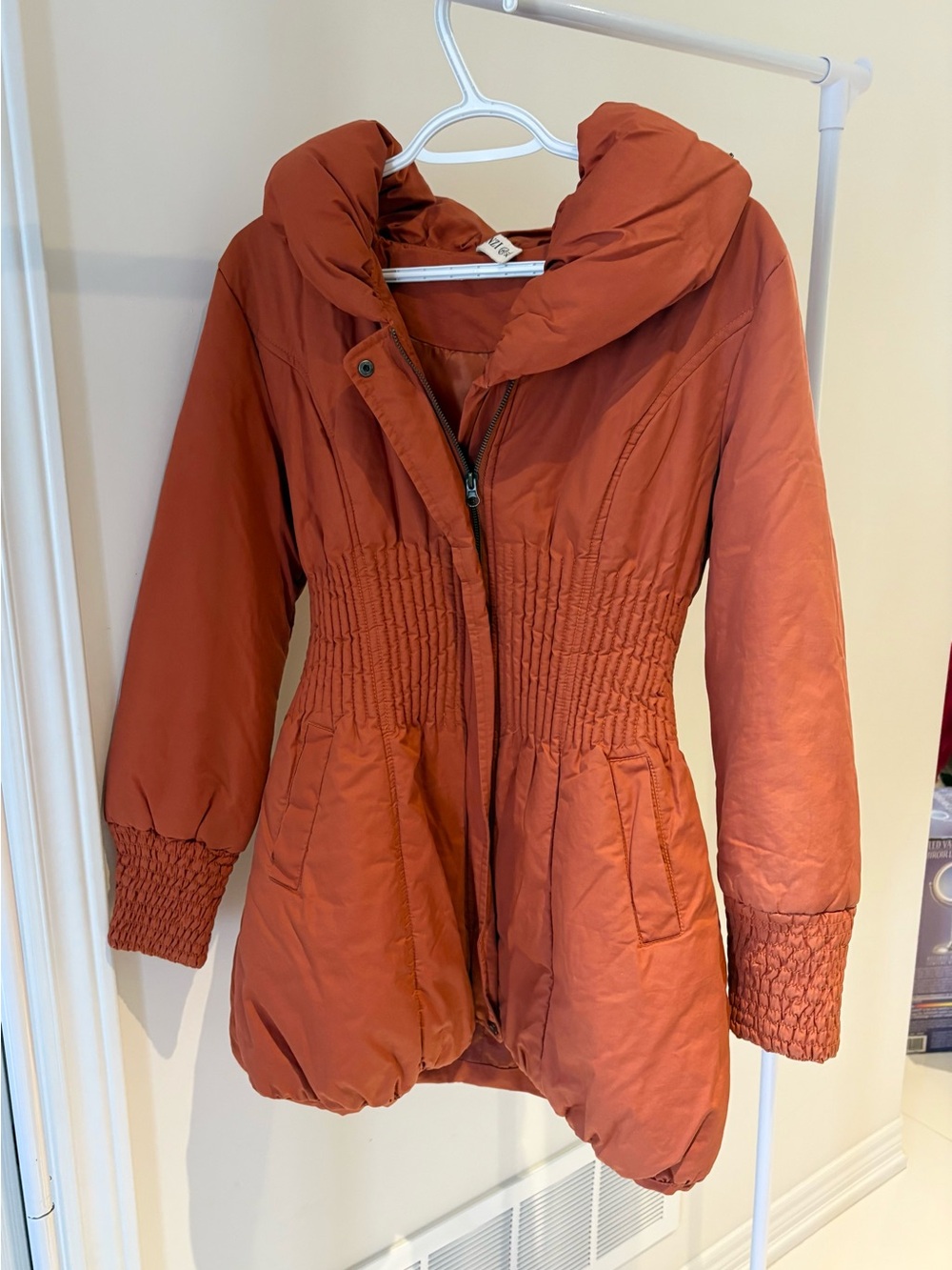 Orange puffer jacket